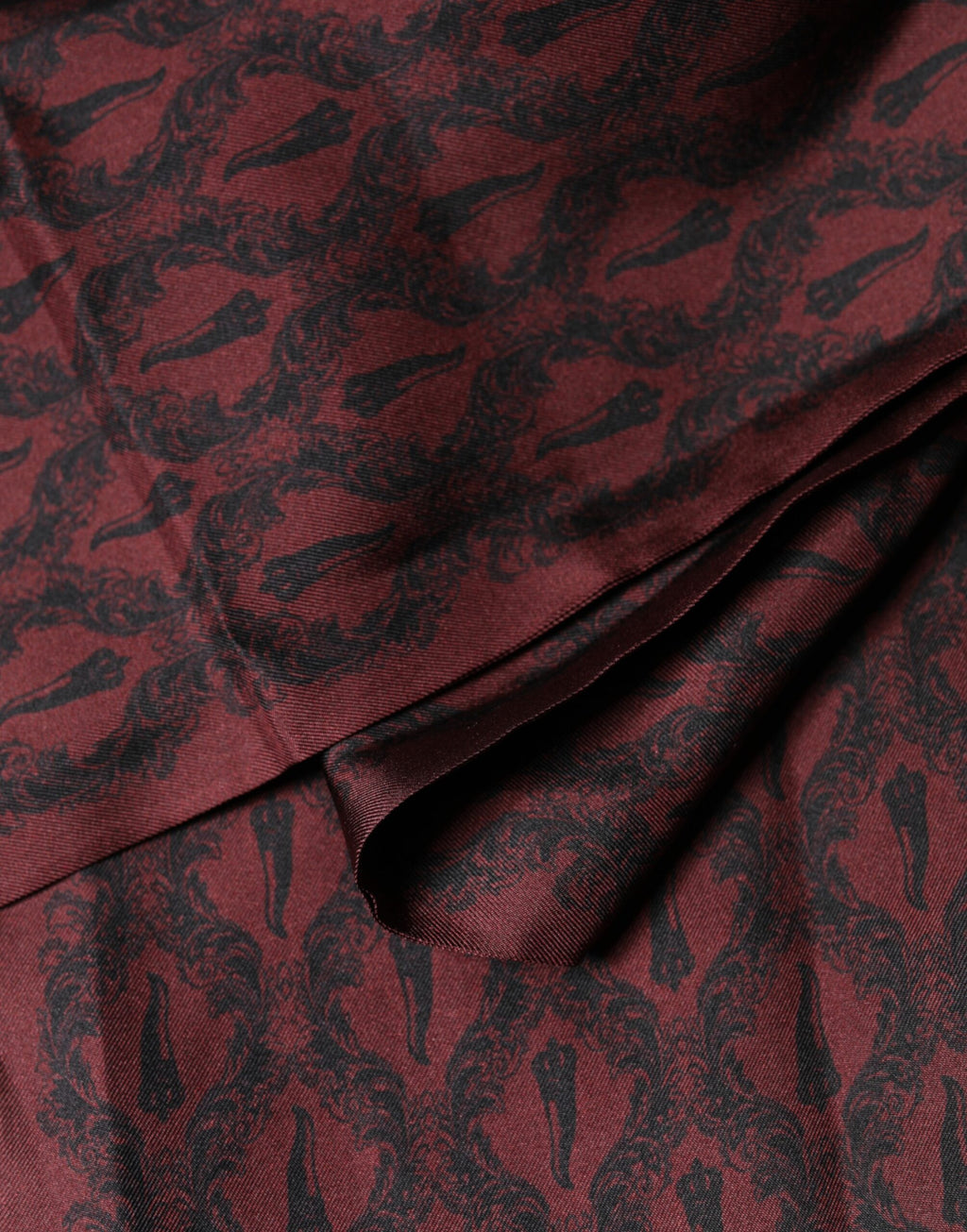 Dolce & Gabbana Maroon Silk Fringes Neck Wrap Foulard Scarf