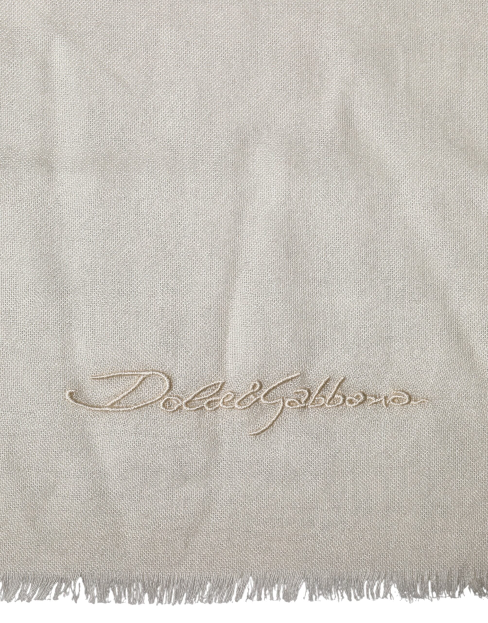 Dolce & Gabbana White Cashmere Knit Neck Wrap Shawl Scarf