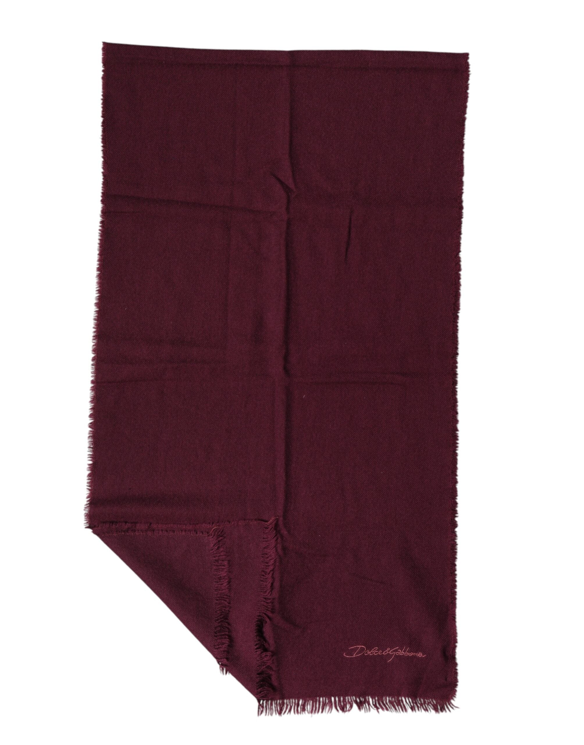 Dolce & Gabbana Maroon Cashmere Fringes Neck Wrap Shawl Scarf