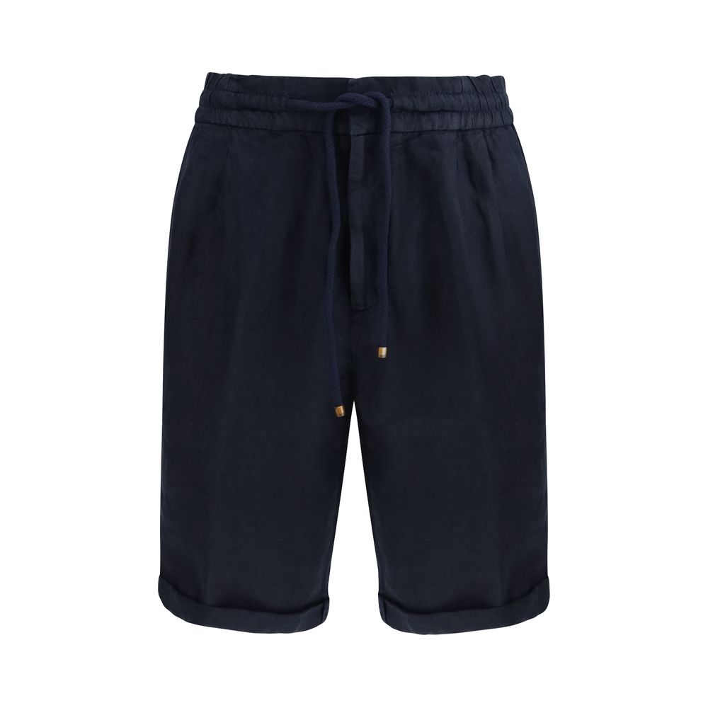 Brunello Cucinelli Blue Linen Bermuda Shorts