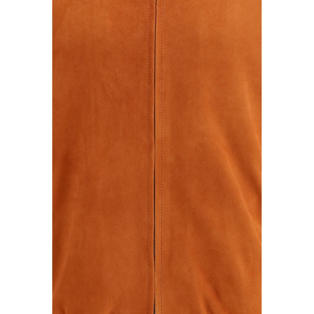 Brunello Cucinelli Red Calf Leather Bos Taurus Jackets And Coat