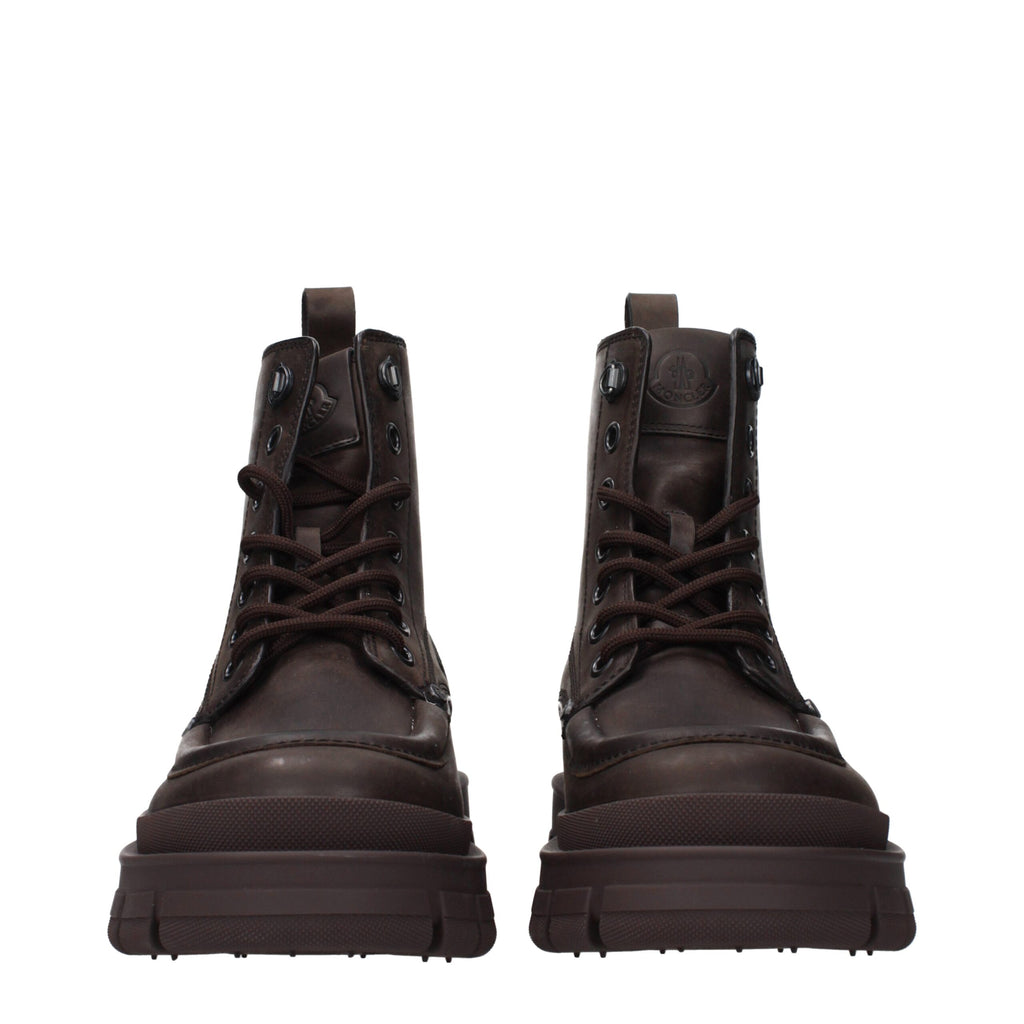 Moncler Brown Leather Ankle Boots