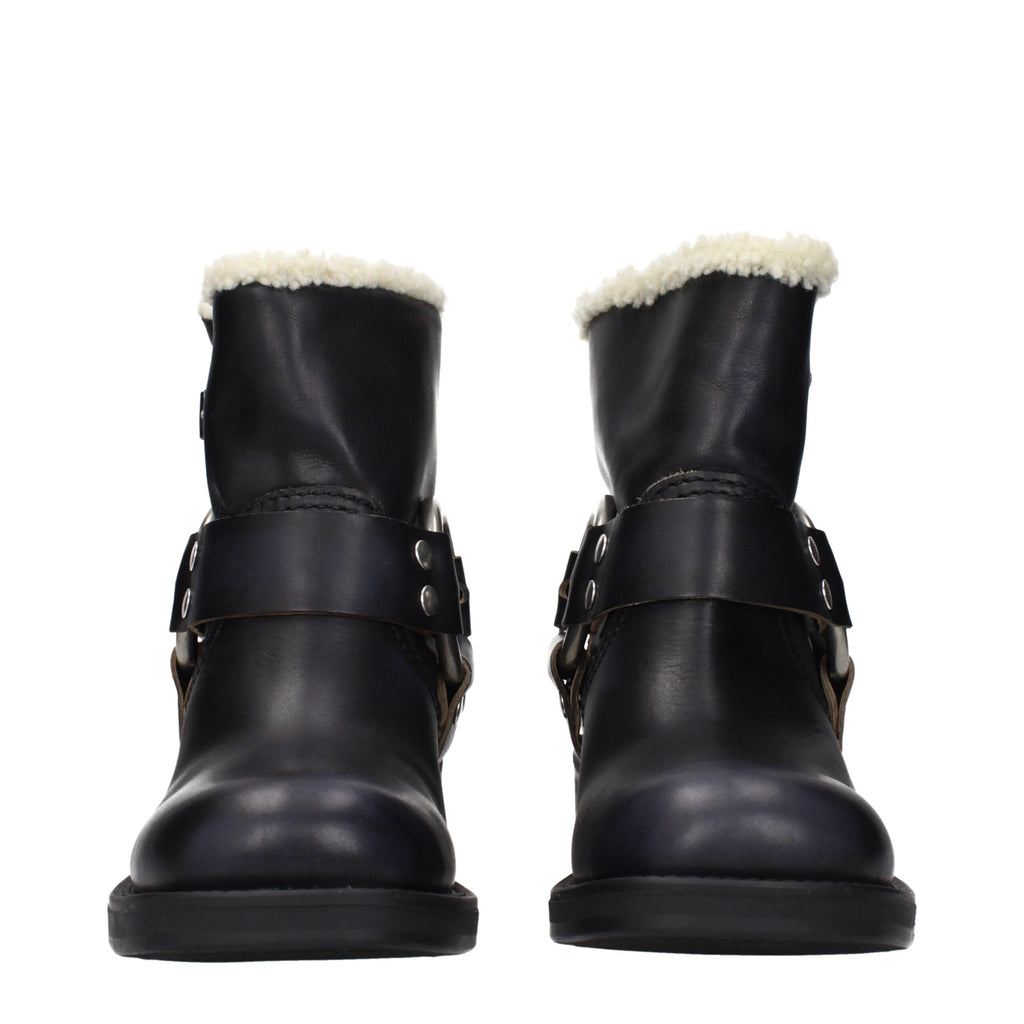Miu Miu Black Leather Ankle Boots