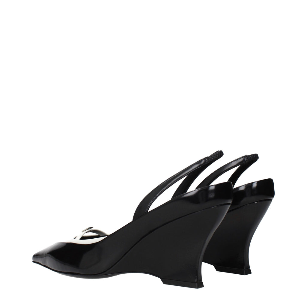 Givenchy Black Leather Wedge Sandals