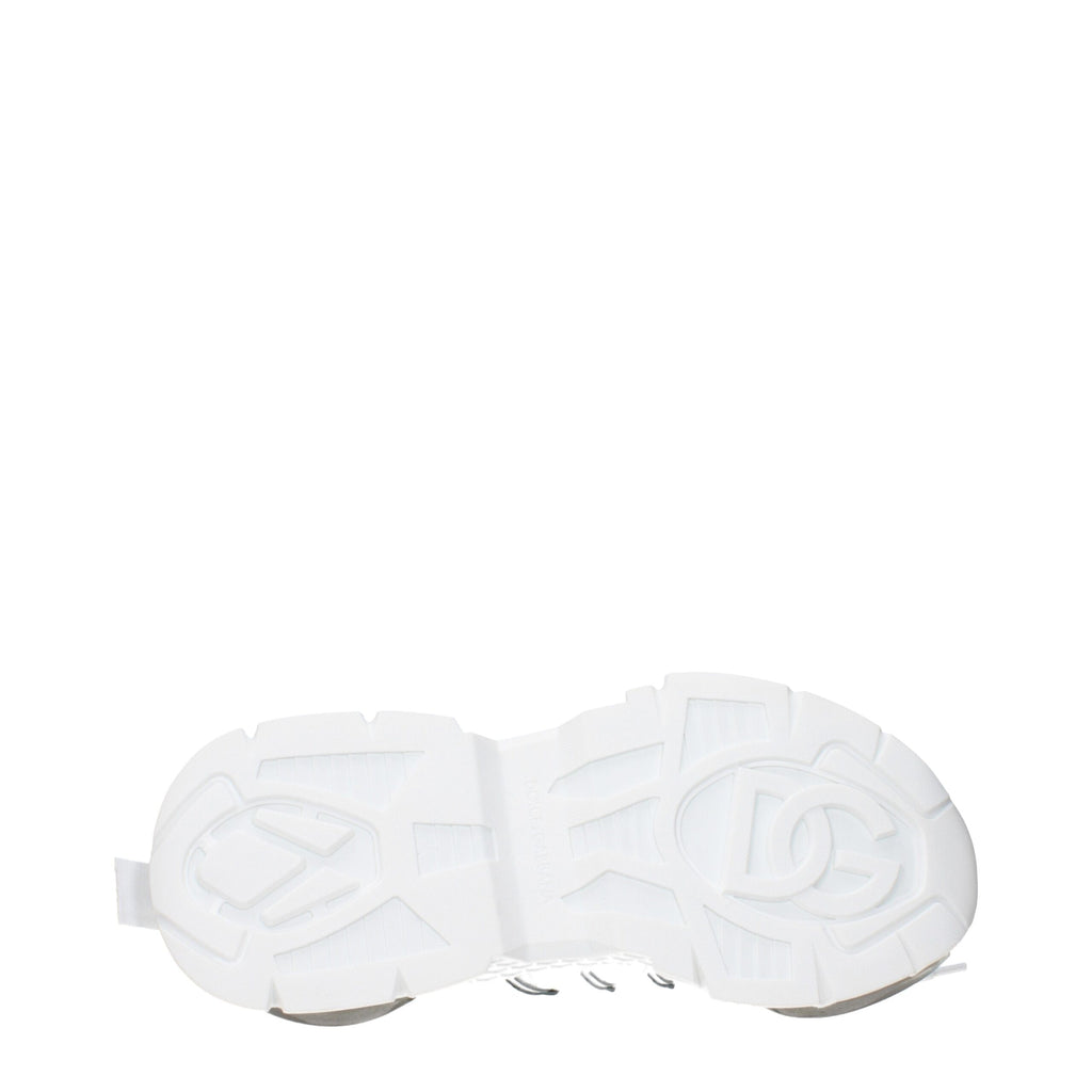 Dolce & Gabbana White Fabric Athletic Sneakers