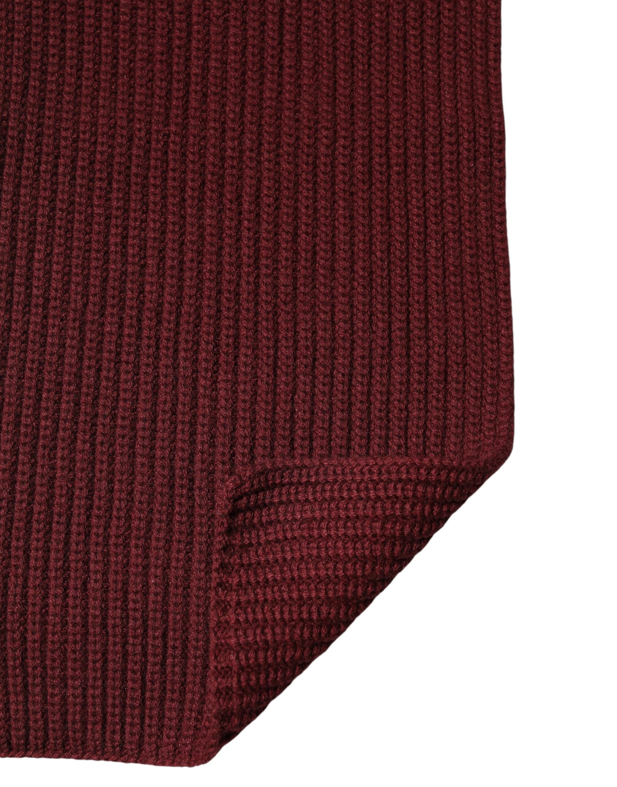 Dolce & Gabbana Maroon Cashmere Knitted NeckWrap Shawl Scarf