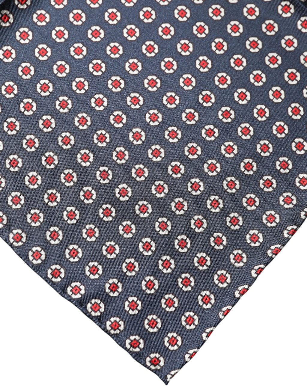 Dolce & Gabbana Blue Patterned Silk Square Handkerchief Scarf