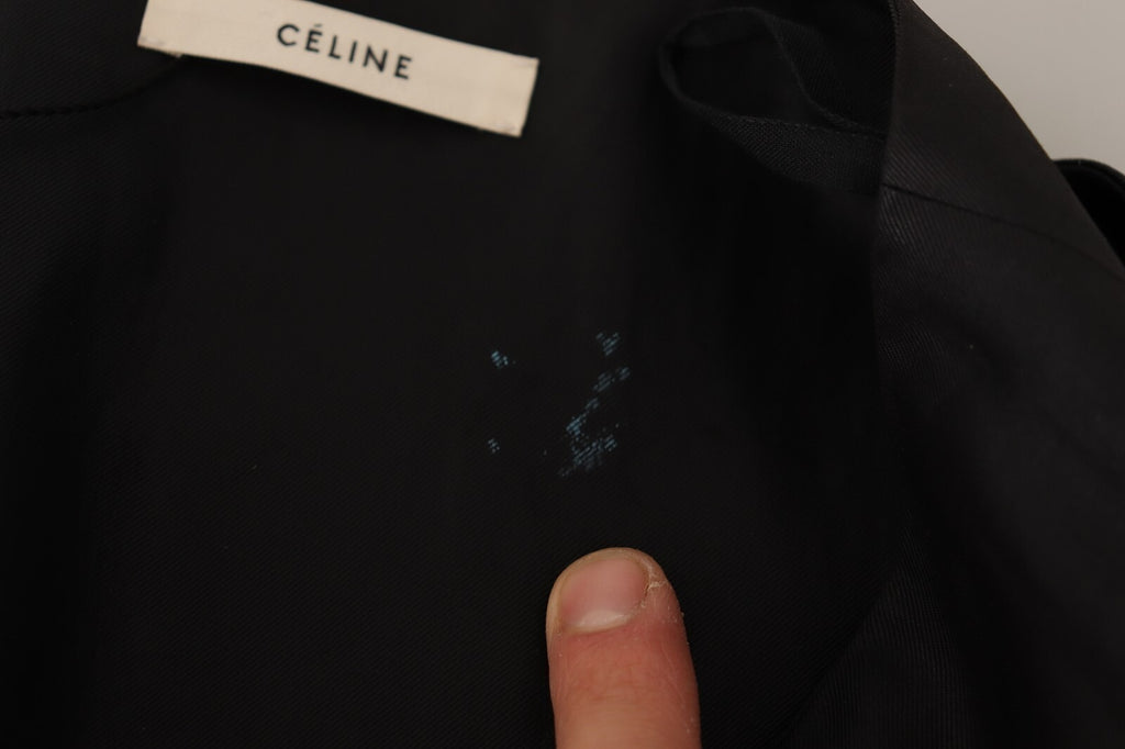 Celine Acetate Black High Waist Wrap Style Asymmetric Skirt