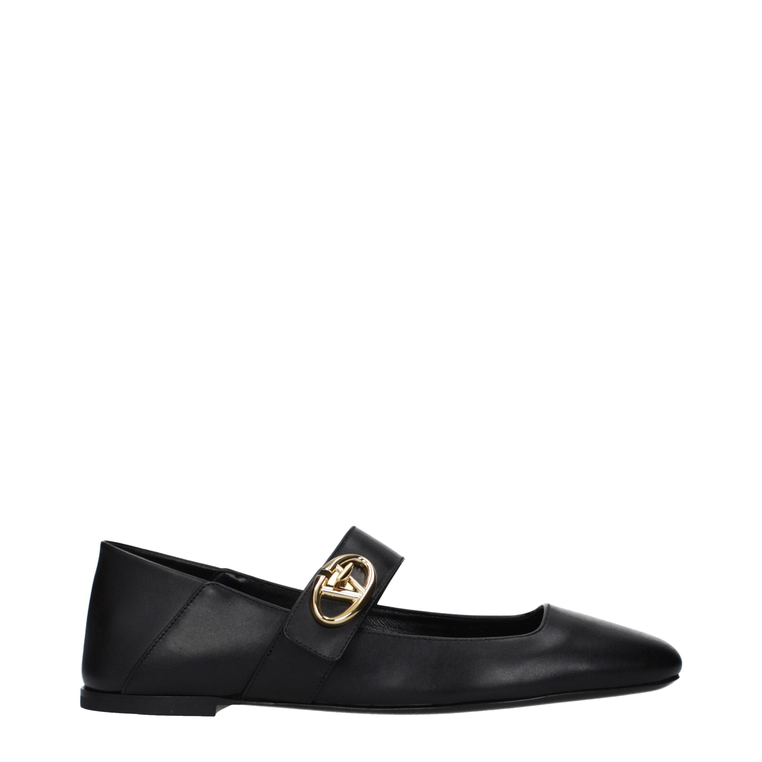 Valentino Garavani Black Leather Ballet Flats