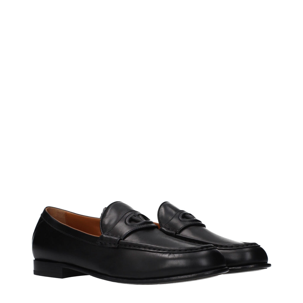 Valentino Garavani Black Leather Slip-On Loafers