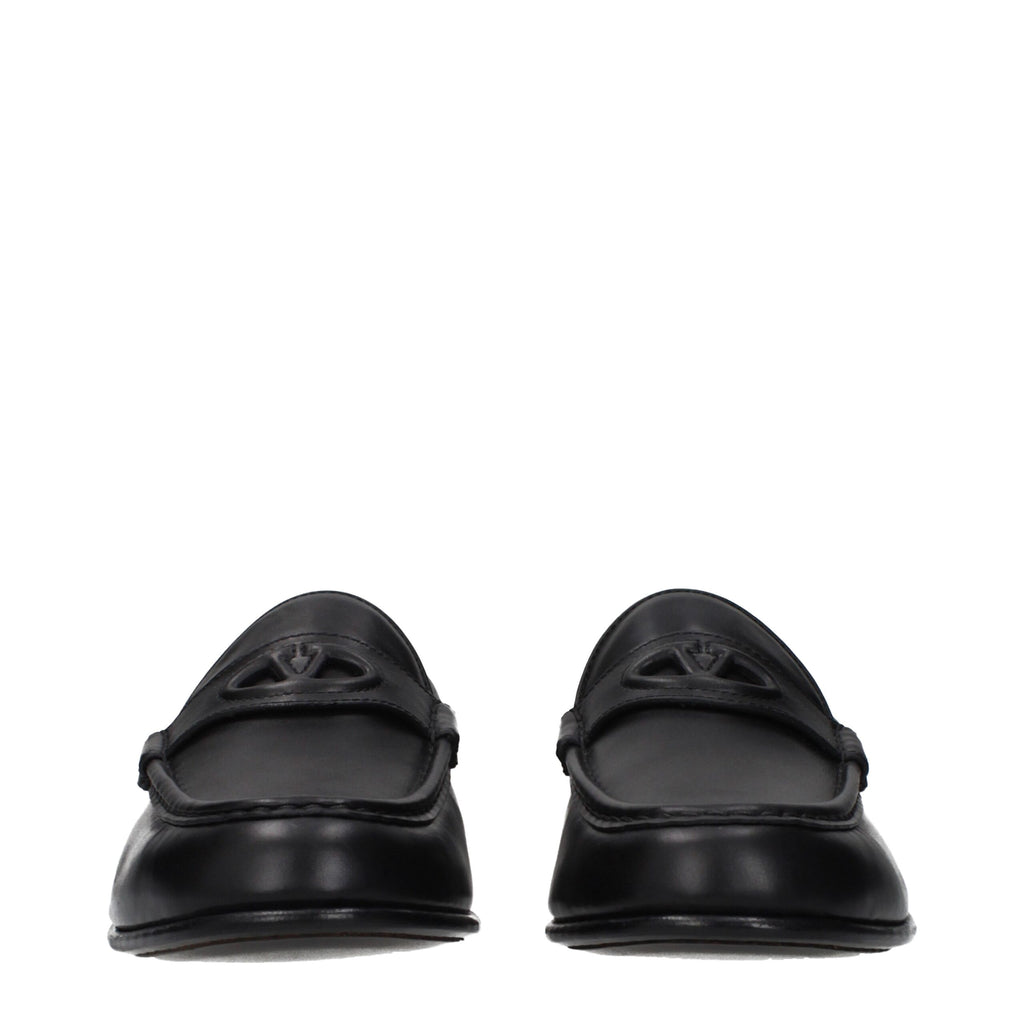 Valentino Garavani Black Leather Slip-On Loafers