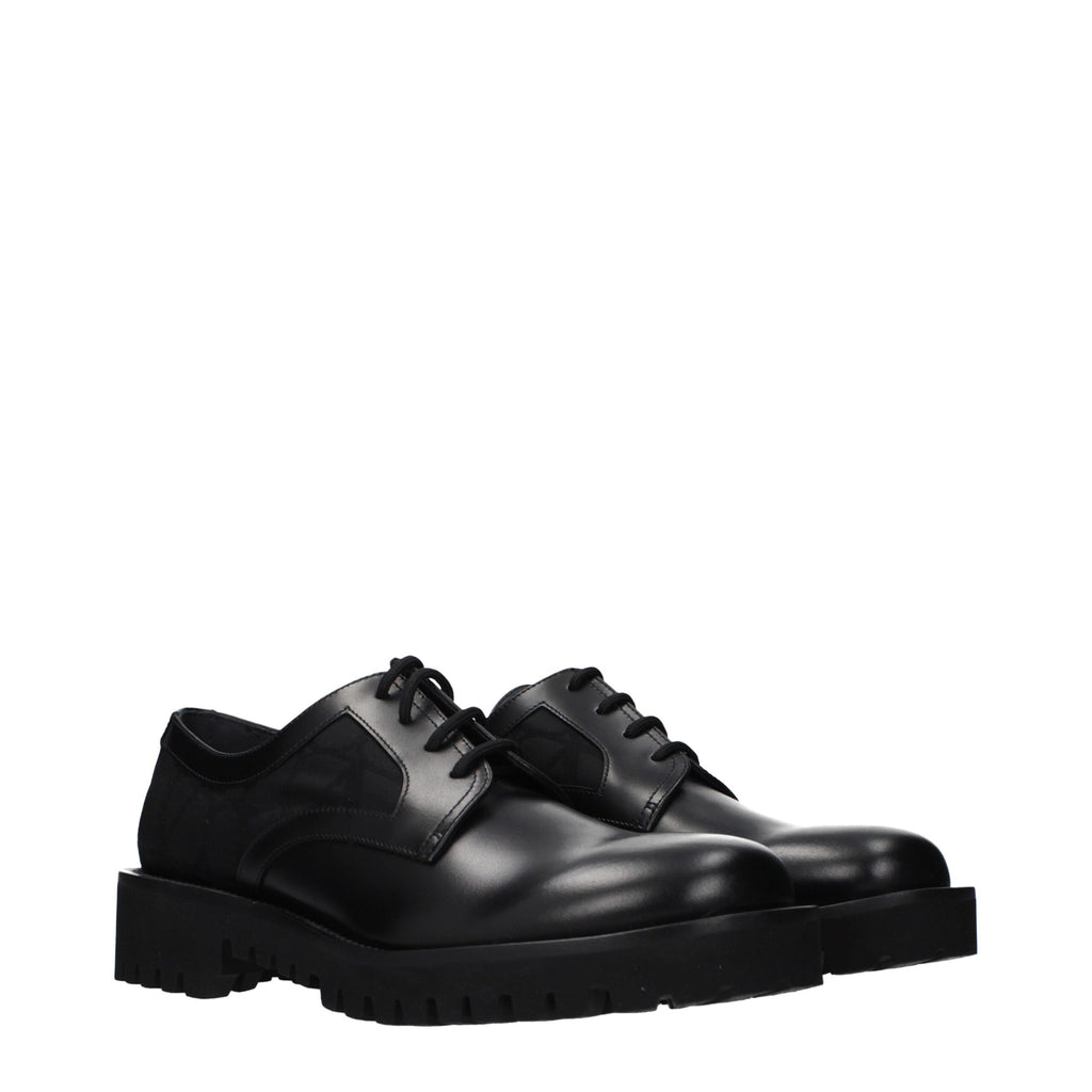 Valentino Garavani Black Leather Oxfords And Derbies