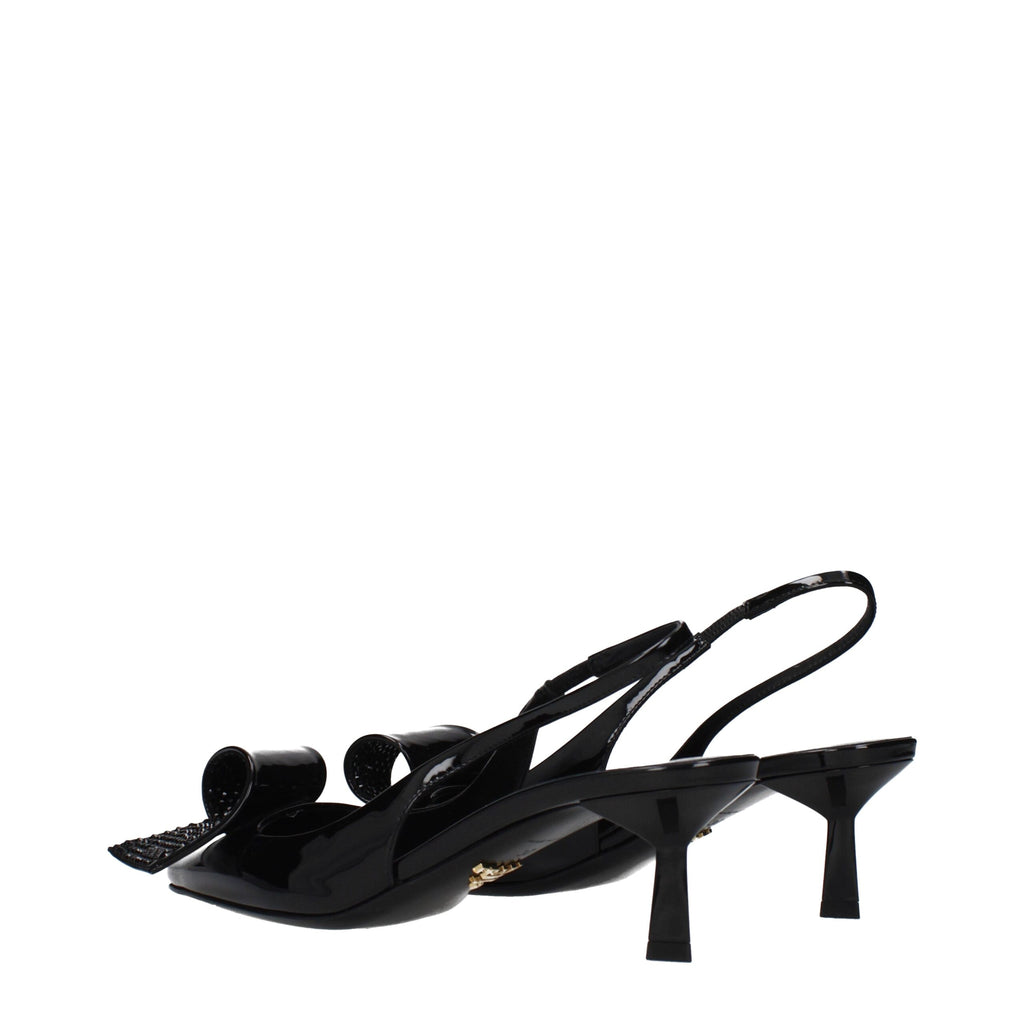 Prada Black Leather Stiletto Heel Sandals