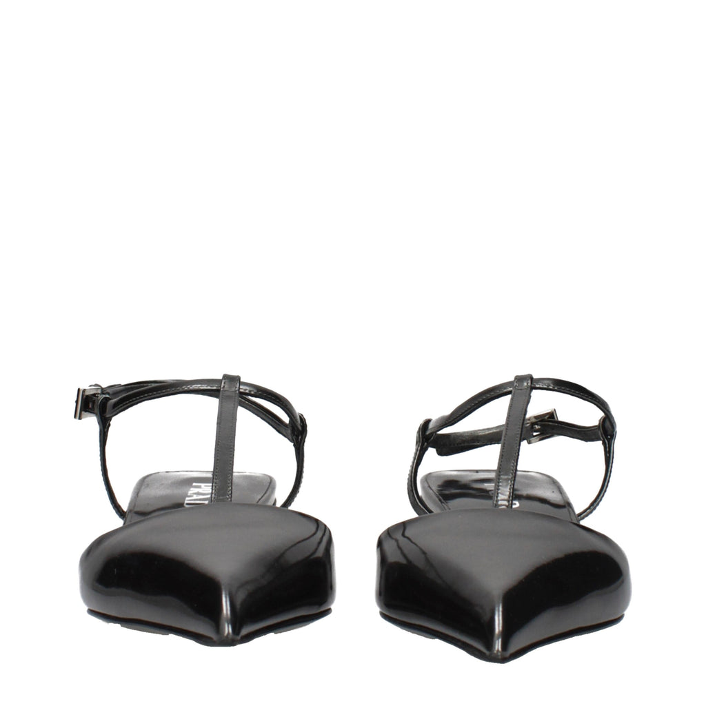 Prada Gray Leather Flat Sandals