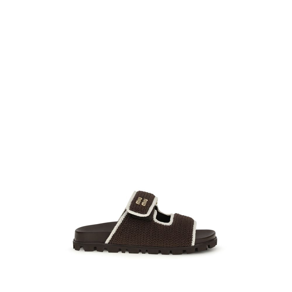 Miu Miu Brown Fabric Sandals